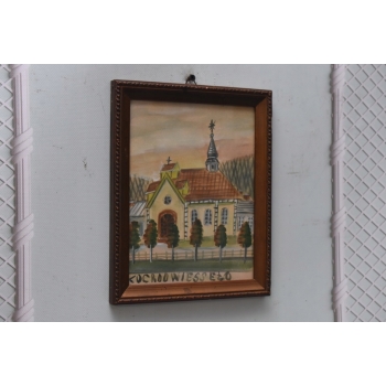 Nikifor Krynicki - KRYNICA ZDRÓJ - Kościół Kapliczka Obraz Akwarela Ołówek