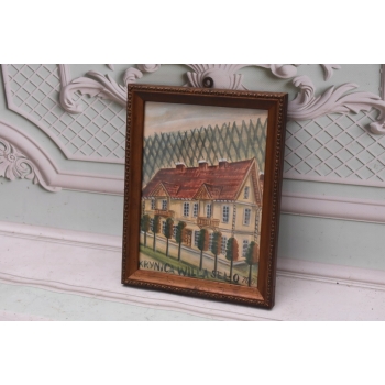 Nikifor Krynicki - Willa z Czerwonym Dachem - Krynica Obraz Akwarela Ołówek