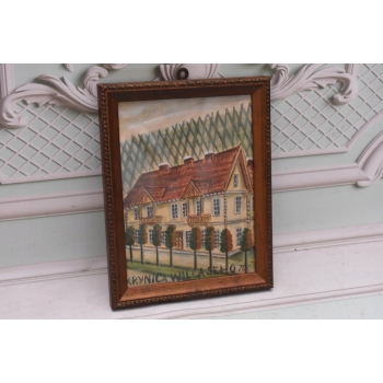 Nikifor Krynicki - Willa z Czerwonym Dachem - Krynica Obraz Akwarela Ołówek