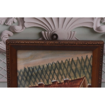 Nikifor Krynicki - Willa z Czerwonym Dachem - Krynica Obraz Akwarela Ołówek