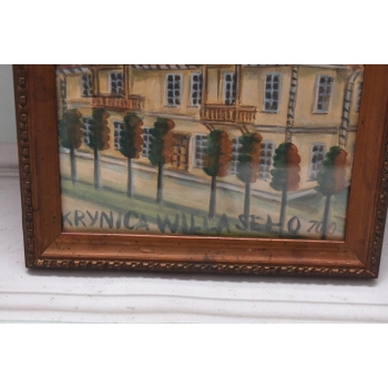 Nikifor Krynicki - Willa z Czerwonym Dachem - Krynica Obraz Akwarela Ołówek