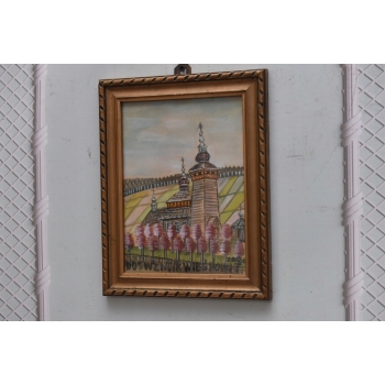 Nikifor Krynicki - KRYNICA ZDRÓJ - Kościół Cerkiew - Obraz Akwarela Ołówek