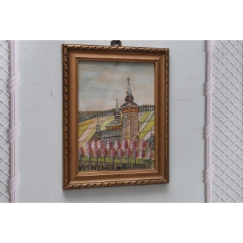 Nikifor Krynicki - KRYNICA ZDRÓJ - Kościół Cerkiew - Obraz Akwarela Ołówek