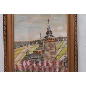 Nikifor Krynicki - KRYNICA ZDRÓJ - Kościół Cerkiew - Obraz Akwarela Ołówek