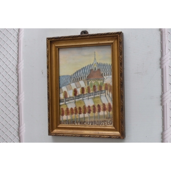 Nikifor Krynicki - Kaplica Na Wzgórzu w Krynicy - Obraz Akwarela Ołówek