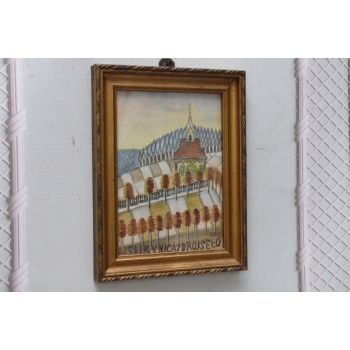 Nikifor Krynicki - Kaplica Na Wzgórzu w Krynicy - Obraz Akwarela Ołówek