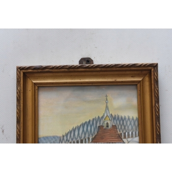 Nikifor Krynicki - Kaplica Na Wzgórzu w Krynicy - Obraz Akwarela Ołówek