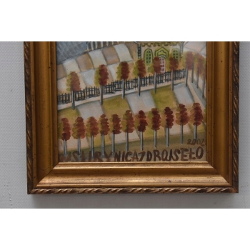 Nikifor Krynicki - Kaplica Na Wzgórzu w Krynicy - Obraz Akwarela Ołówek