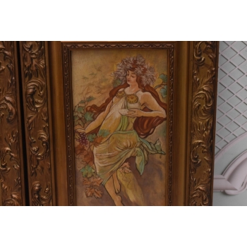2x Alfons Mucha - Nimfy - Portret Kobiet - Stary Obraz Olejny