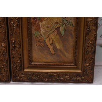 2x Alfons Mucha - Nimfy - Portret Kobiet - Stary Obraz Olejny