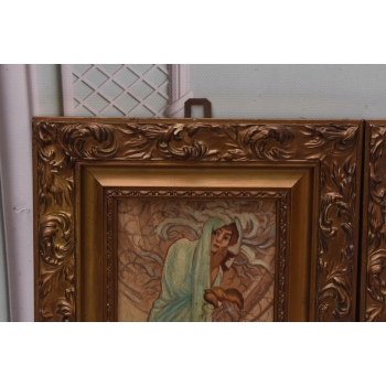 2x Alfons Mucha - Nimfy - Portret Kobiet - Stary Obraz Olejny