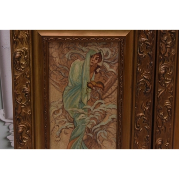 2x Alfons Mucha - Nimfy - Portret Kobiet - Stary Obraz Olejny