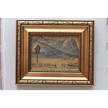 M. STAŃKO - Kapliczka z Widokiem Na Polskie Tatry - Stary Obraz Olejny