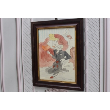 Maja Berezowska - Pocałunek Zakochanych - Akwarela I Tusz Na Papierze Obraz