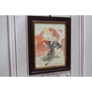 Maja Berezowska - Pocałunek Zakochanych - Akwarela I Tusz Na Papierze Obraz