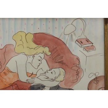 Maja Berezowska - Pocałunek Zakochanych - Akwarela I Tusz Na Papierze Obraz