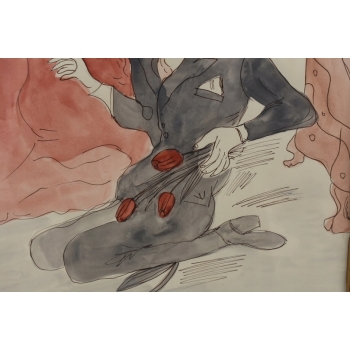 Maja Berezowska - Pocałunek Zakochanych - Akwarela I Tusz Na Papierze Obraz