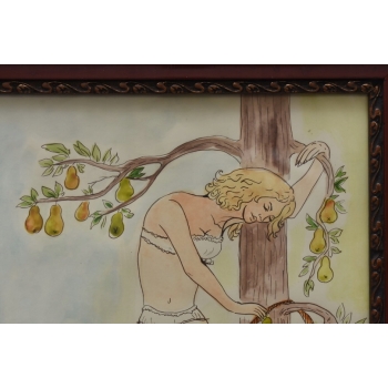 Maja Berezowska - Zakochani w Sadzie - Akwarela I Tusz Na Papierze Obraz