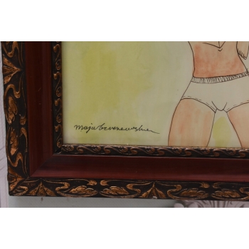 Maja Berezowska - Zakochani w Sadzie - Akwarela I Tusz Na Papierze Obraz