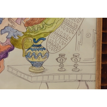 Maja Berezowska - Zakochani w Łożu - Akt Akwarela I Tusz Na Papierze Obraz