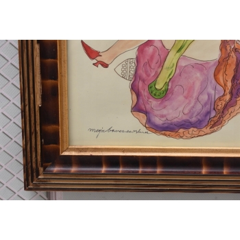 Maja Berezowska - Zakochani w Łożu - Akt Akwarela I Tusz Na Papierze Obraz