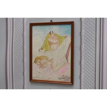 Maja Berezowska - Akt Kobiety i Mężczyzny Akwarela I Tusz Na Papierze Obraz