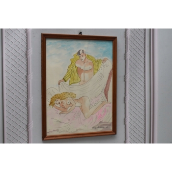 Maja Berezowska - Akt Kobiety i Mężczyzny Akwarela I Tusz Na Papierze Obraz