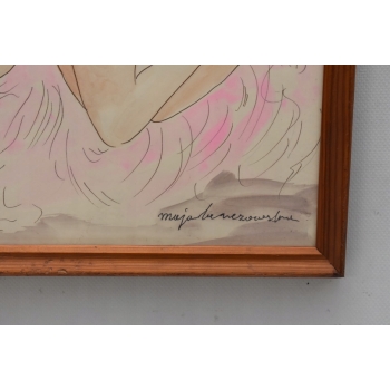 Maja Berezowska - Akt Kobiety i Mężczyzny Akwarela I Tusz Na Papierze Obraz