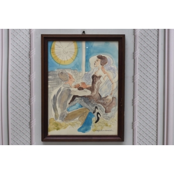 Maja Berezowska - Kochankowie w Czasie Pełni - Akwarela Na Papierze Obraz