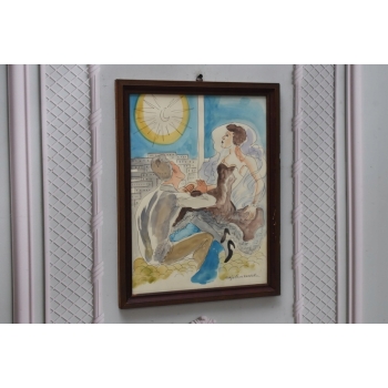 Maja Berezowska - Kochankowie w Czasie Pełni - Akwarela Na Papierze Obraz