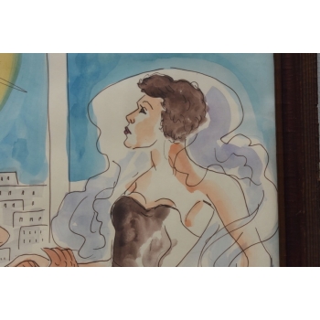 Maja Berezowska - Kochankowie w Czasie Pełni - Akwarela Na Papierze Obraz