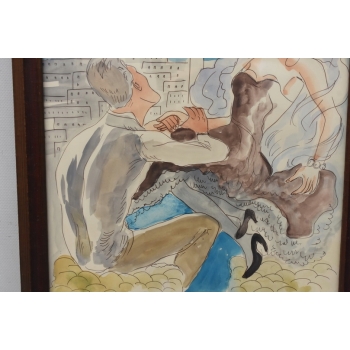 Maja Berezowska - Kochankowie w Czasie Pełni - Akwarela Na Papierze Obraz