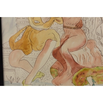 Maja Berezowska - Pocałunek Kochanków - Akwarela I Tusz Na Papierze Obraz