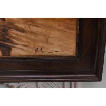 W. Chmieliński - Dorożka Na Przedmieściach - Wprawa Na Targ - Obraz Olejny