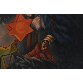 Z. Stryjeńska - Górale z Gwiazdą Betlejemską - Duży Stary Obraz Olejny