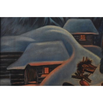 Z. Stryjeńska - Górale z Gwiazdą Betlejemską - Duży Stary Obraz Olejny