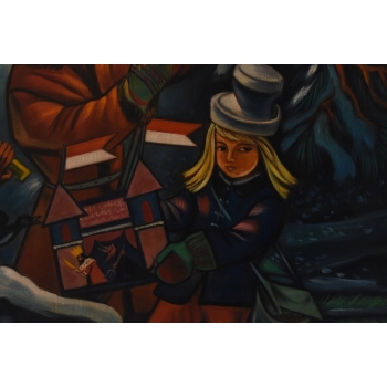 Z. Stryjeńska - Górale z Gwiazdą Betlejemską - Duży Stary Obraz Olejny