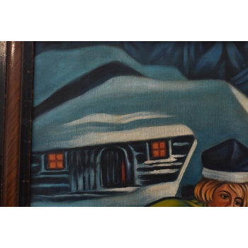 Z. Stryjeńska - Górale z Gwiazdą Betlejemską - Duży Stary Obraz Olejny