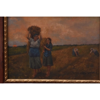 Józef Chełmoński - Pejzaż Polskiej Wsi - Kobiety w Polu - Obraz Olejny