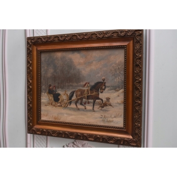 Z. Rozwadowski - Sanie Zima - Wyprawa Na Targ - Polski Obraz Olejny