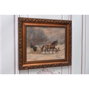 Z. Rozwadowski - Sanie Zima - Wyprawa Na Targ - Polski Obraz Olejny