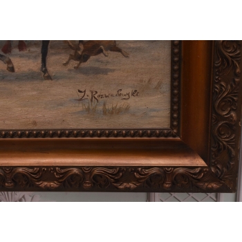 Z. Rozwadowski - Sanie Zima - Wyprawa Na Targ - Polski Obraz Olejny