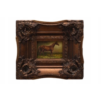 Piękny Koń Arabski - Konik - Obraz Olejny - Zdobiona Rama