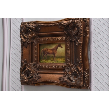 Piękny Koń Arabski - Konik - Obraz Olejny - Zdobiona Rama