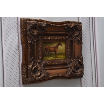 Piękny Koń Arabski - Konik - Obraz Olejny - Zdobiona Rama