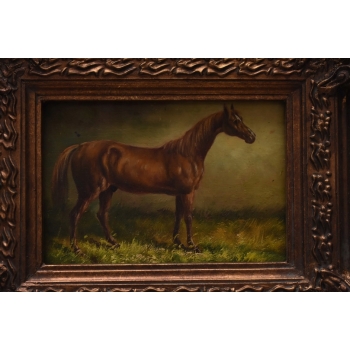 Piękny Koń Arabski - Konik - Obraz Olejny - Zdobiona Rama