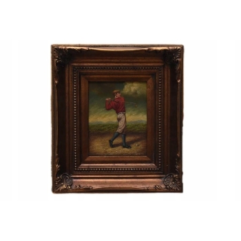 Portret Golfisty na Polu Golfowym - Golf - Obraz Olejny - Złota Rama