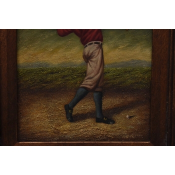 Portret Golfisty na Polu Golfowym - Golf - Obraz Olejny - Złota Rama