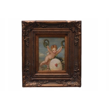 LAtający Amor z Wieńcami - Anioł Amor - Obraz Olejny - Złota Rama