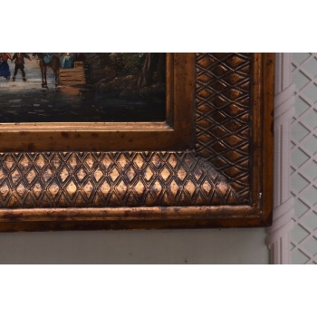 Zimowy Francuski Pejzaż - Jazda na Łyżwach w latach 20 - Obraz Olejny Rama